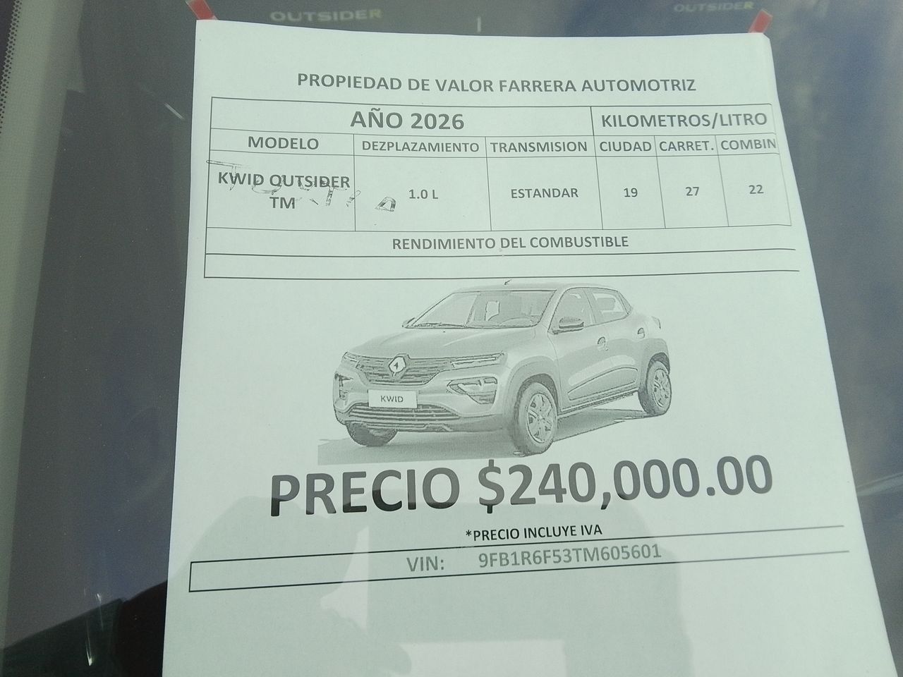 2026 Renault Kwid 1.0 Outsider Mt